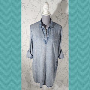 Velvet Heart Blue Acid Wash Tencel Popover Shirt Dress